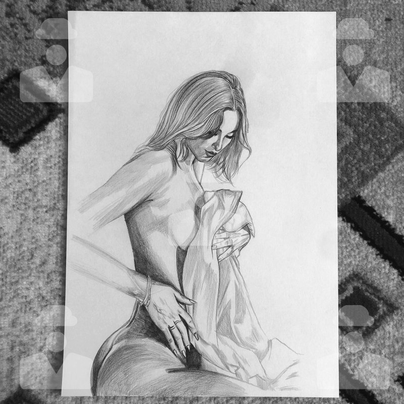 Figures with a pencil of naked women