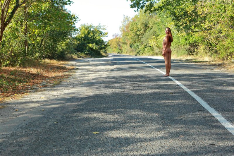 Naked girls on the road