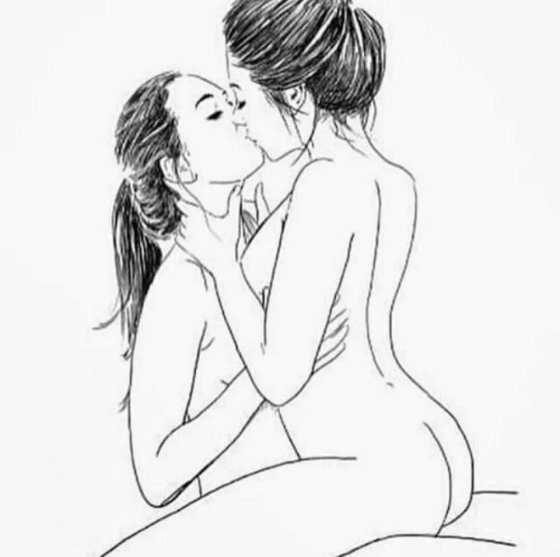 Lesbian drawings with a pencil