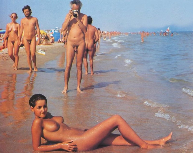 Naked girls on the beach retro