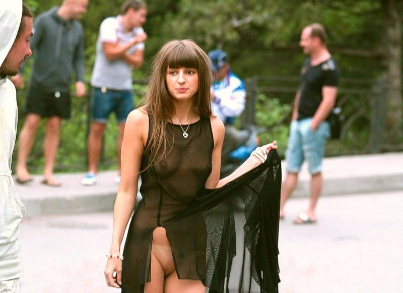 Transparent dress on the street