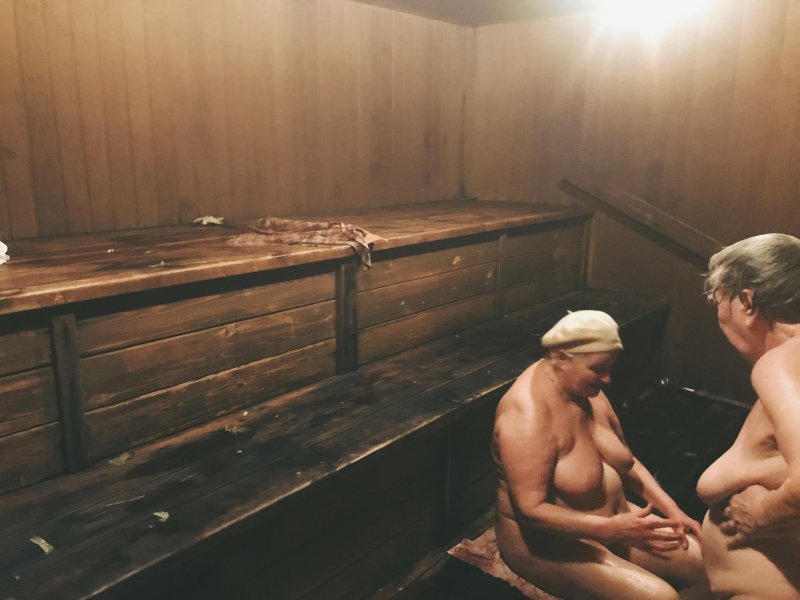 Naked women in a public bath