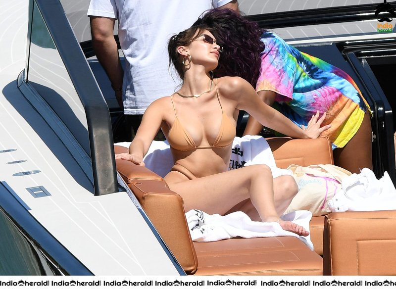 Bella Hadid Naked on the table in food