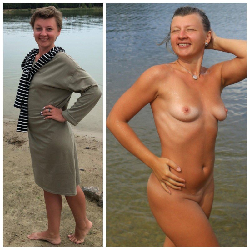 Mature dressed shattered in swimsuits