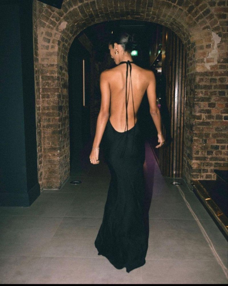 Black dress with an open back