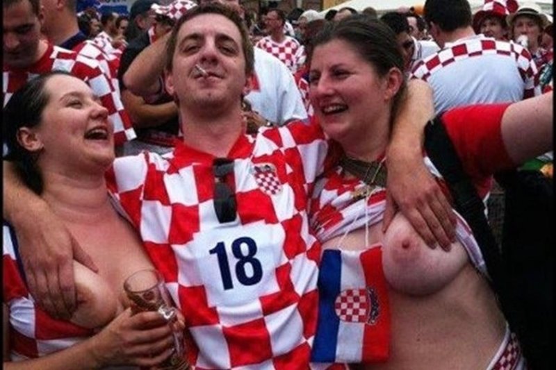 Naked fans in the stadium