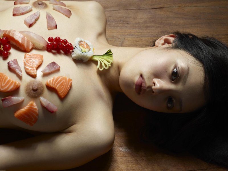 Sushi on a girl