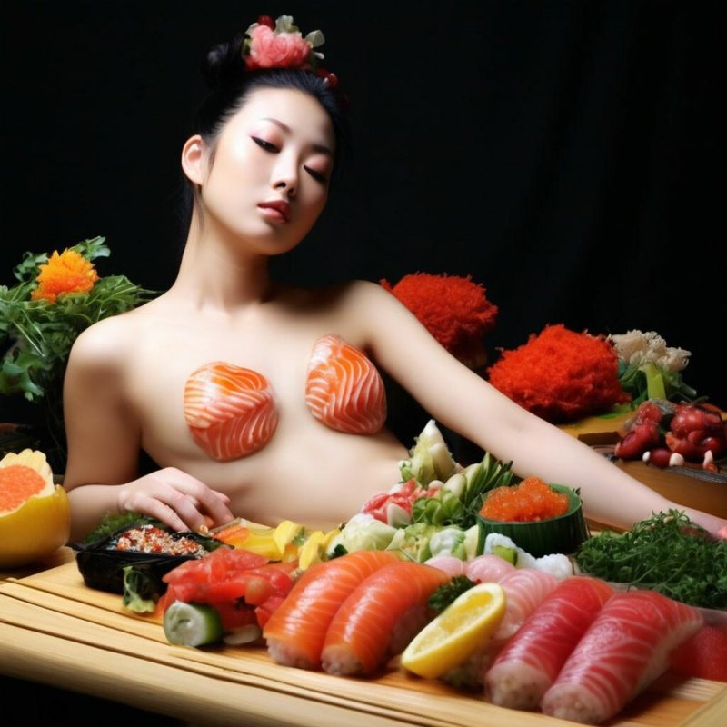 Rolls on a naked girl