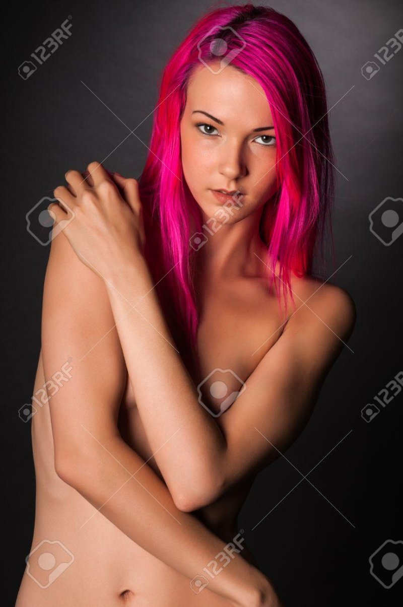 Girl with pink hair