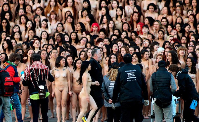 A crowd of naked women
