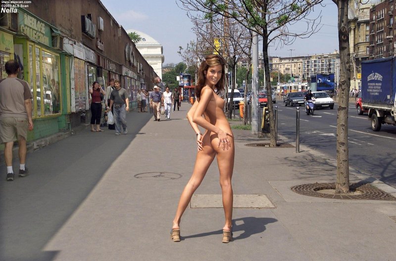 Walking naked along the street