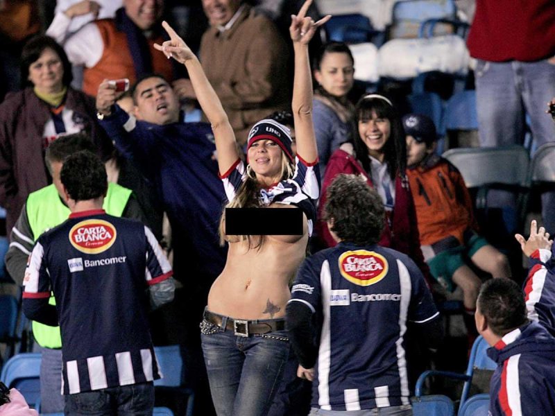 Naked fans in the stadium
