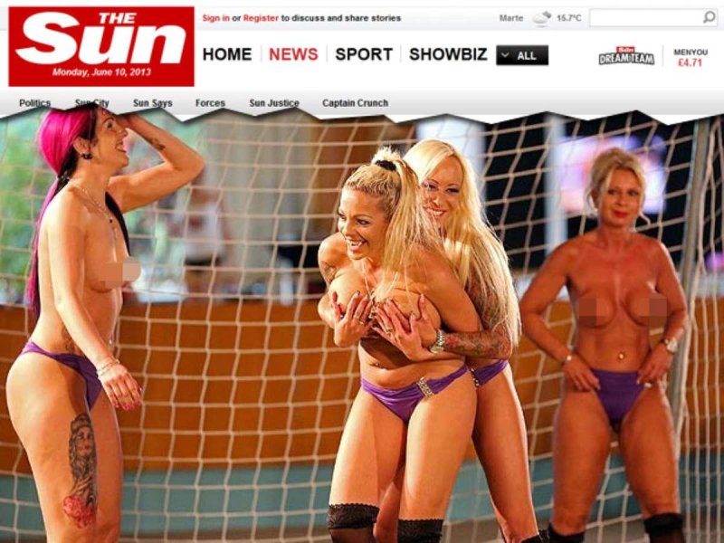 Naked women football players