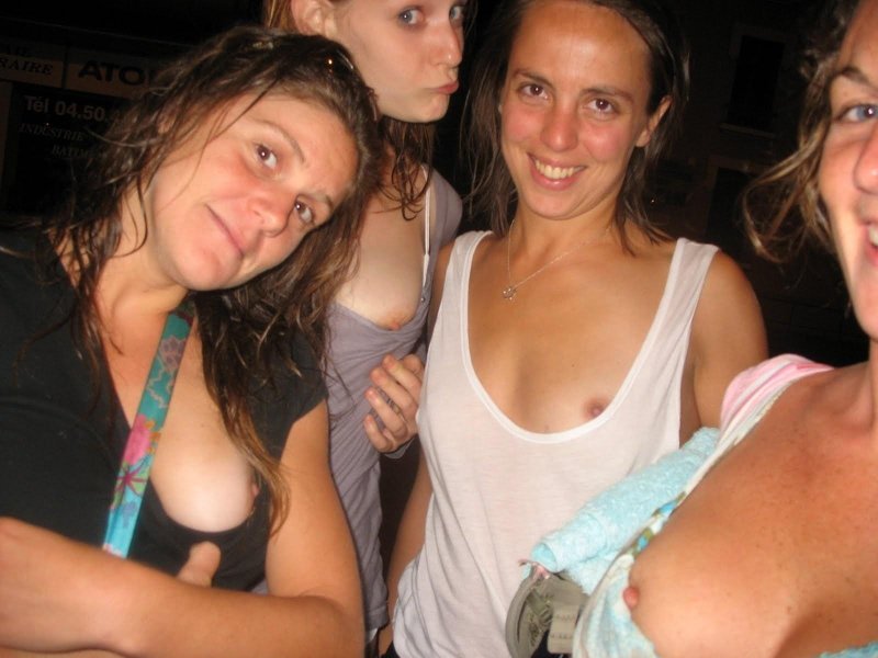 The girl lit her breasts