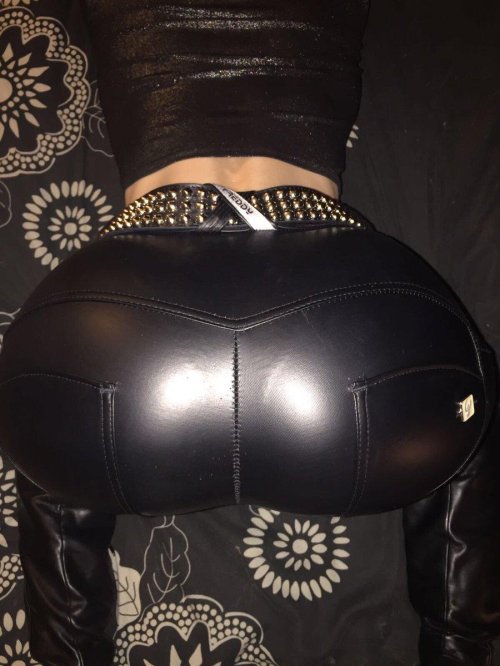 Sitting in leather pants