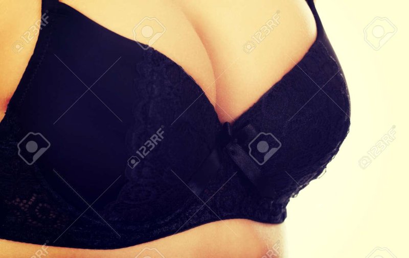 Female breasts in a black bra
