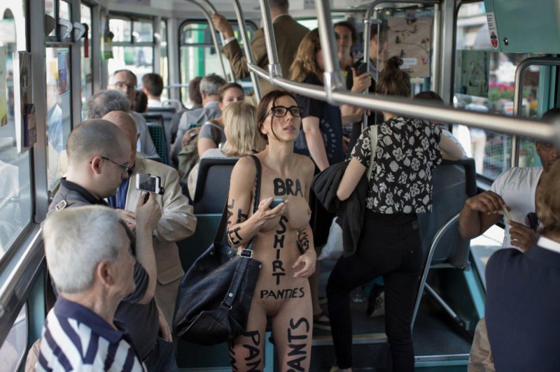Naked women in transport