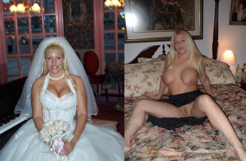 Bride Dressed undressed before a wedding night