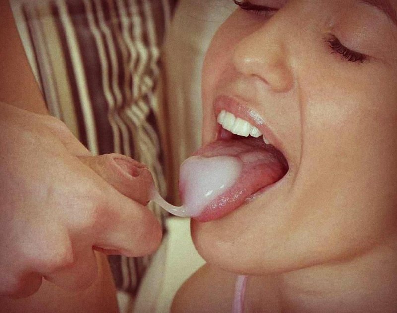 Girl with sperm in her mouth