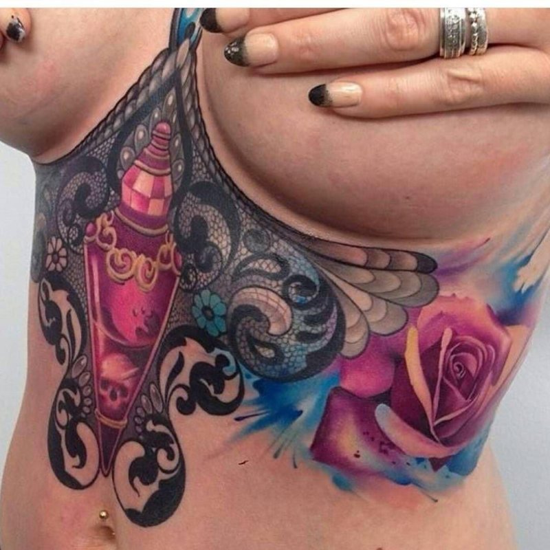 Tattoo on the female chest