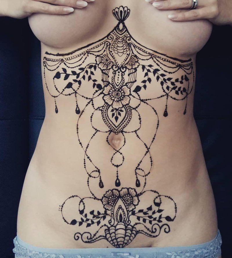 Mehendi on the chest