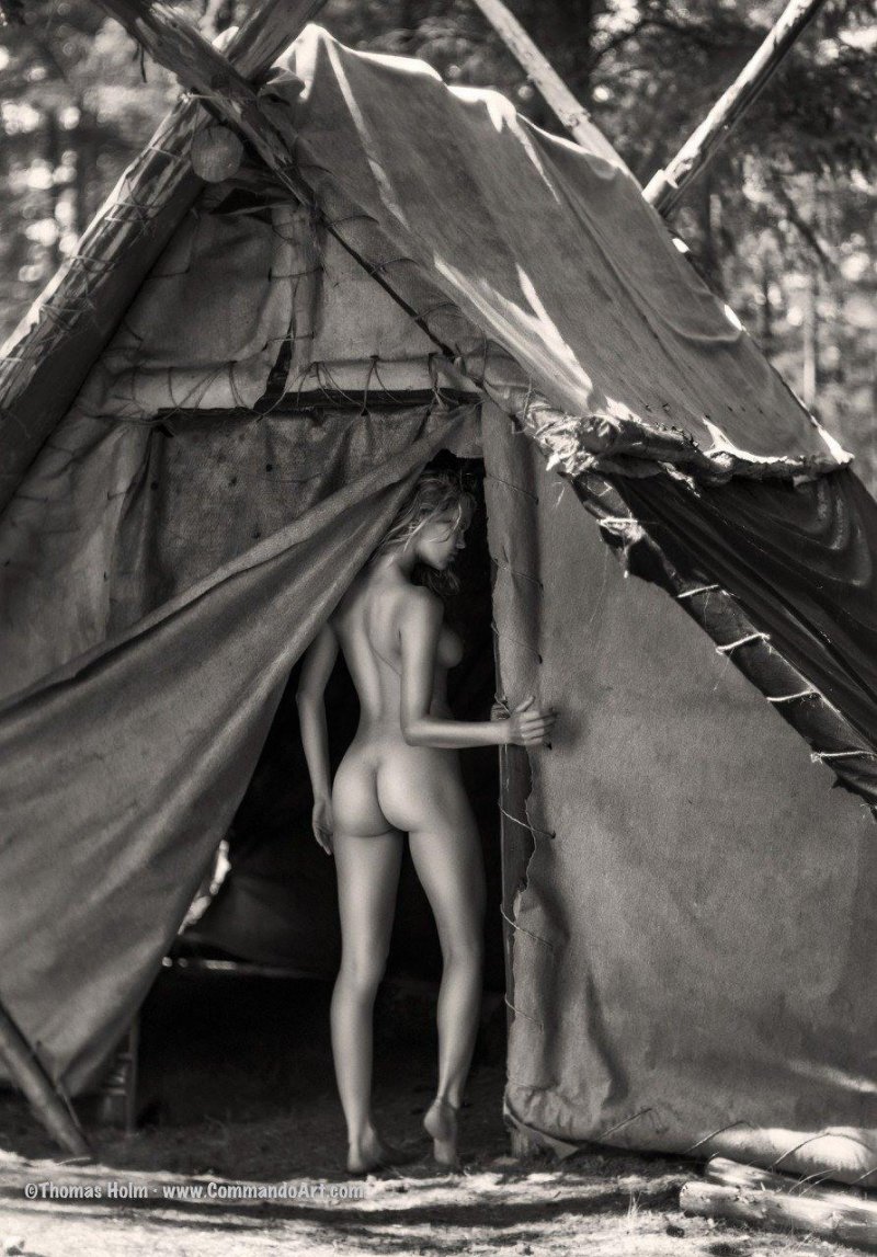 A campaign with tents nude