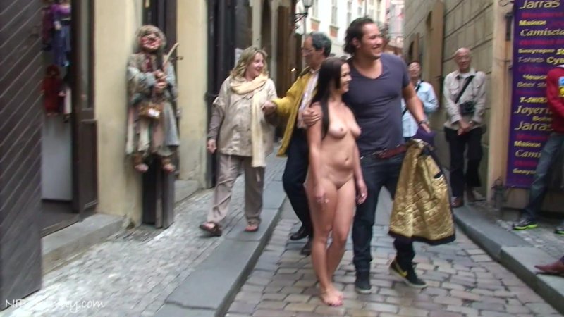 Walking naked along the street