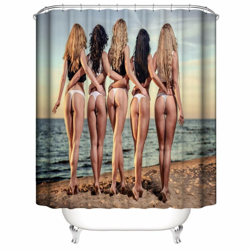 Bathroom curtain with a naked woman