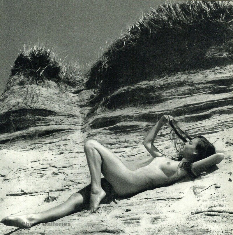 Naked women on the beach retro