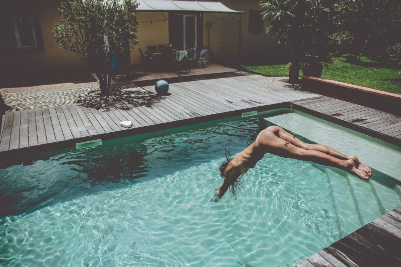 In the pool nude