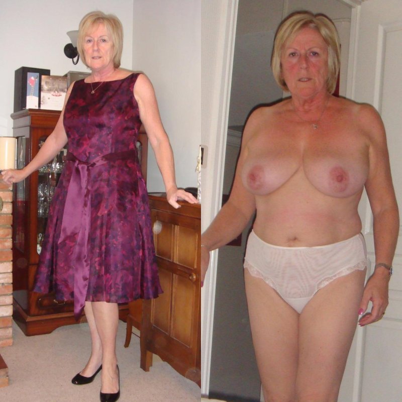 Old ladies in clothes and without
