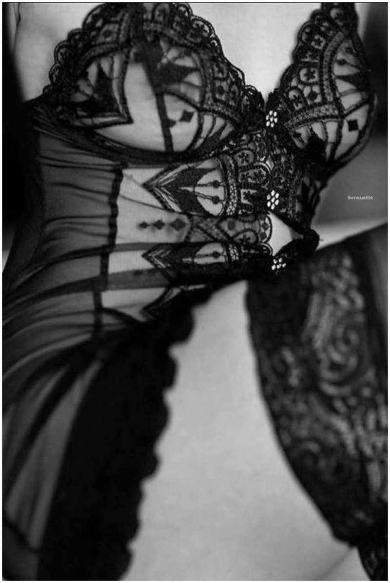 Girl in black lace underwear