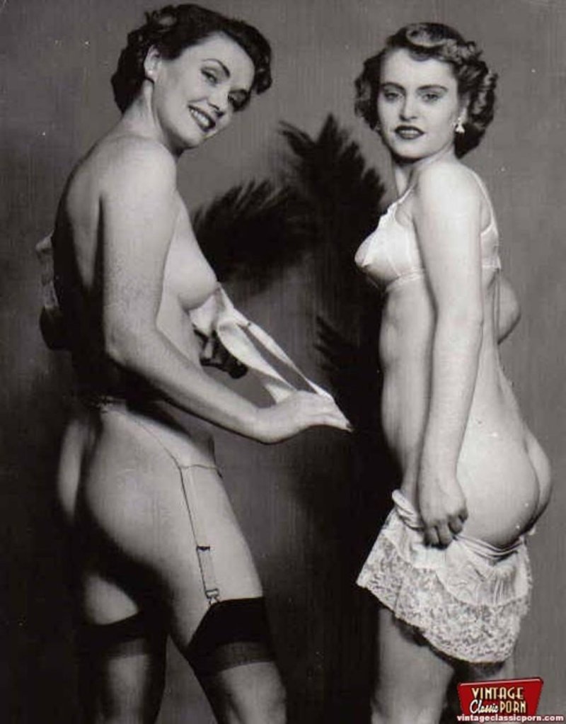 Naked women in retro linen
