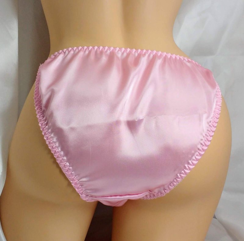 Pink satin thongs