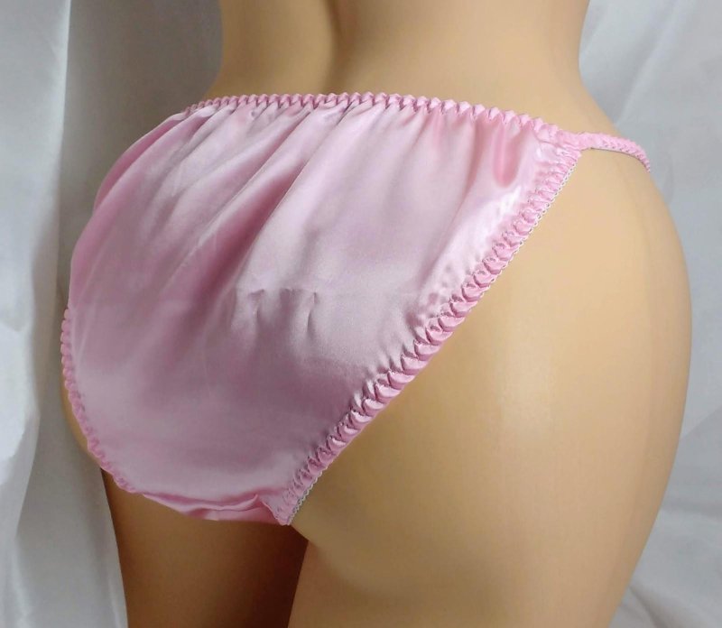 Pink satin thongs