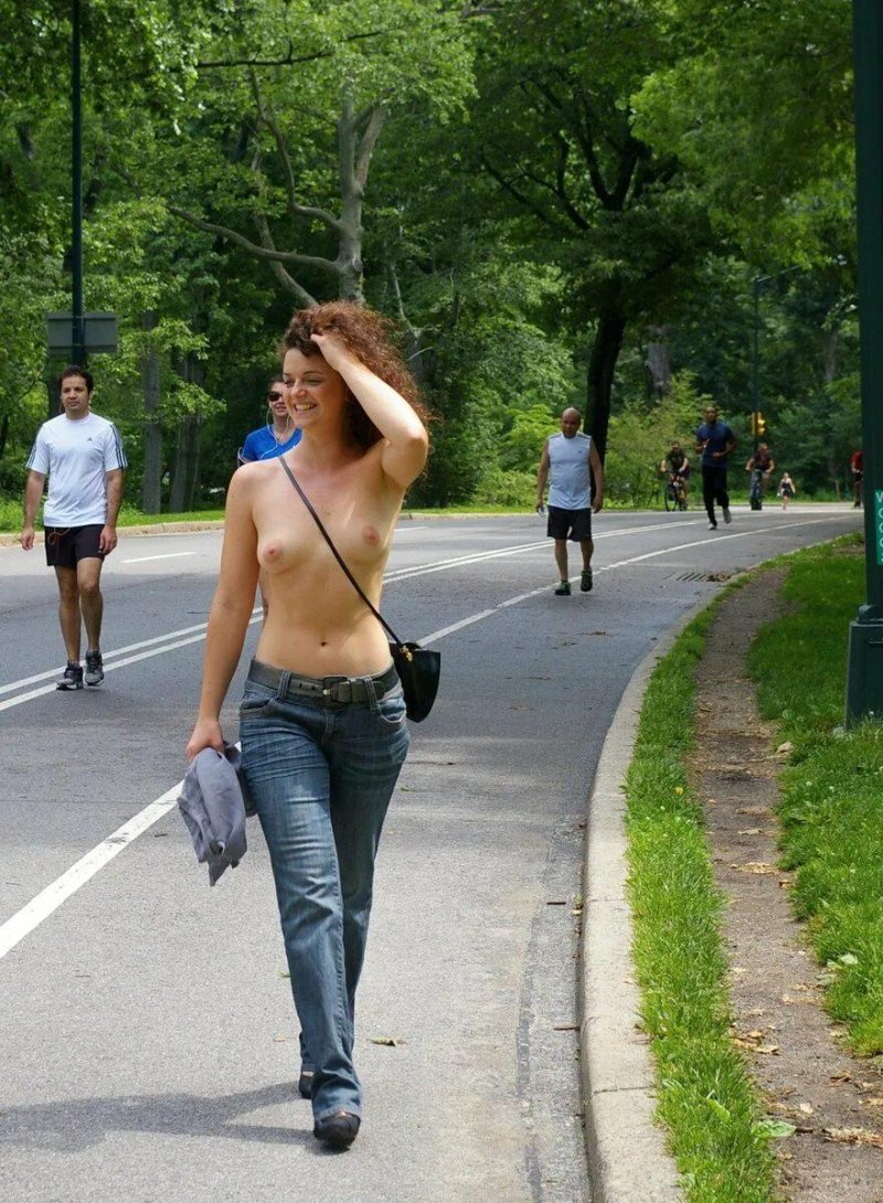 Walking along the street naked