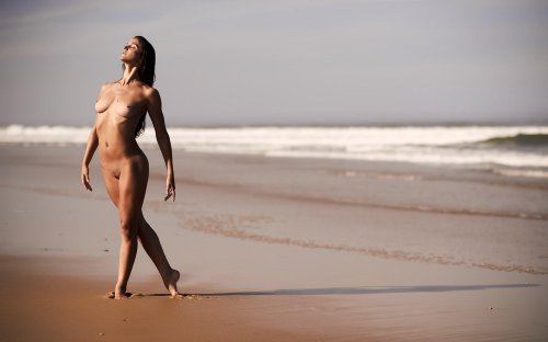 Photo shoot in the style of nude on beach