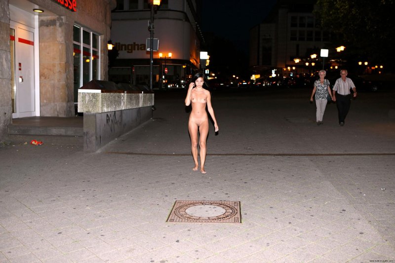 Walking naked along the street
