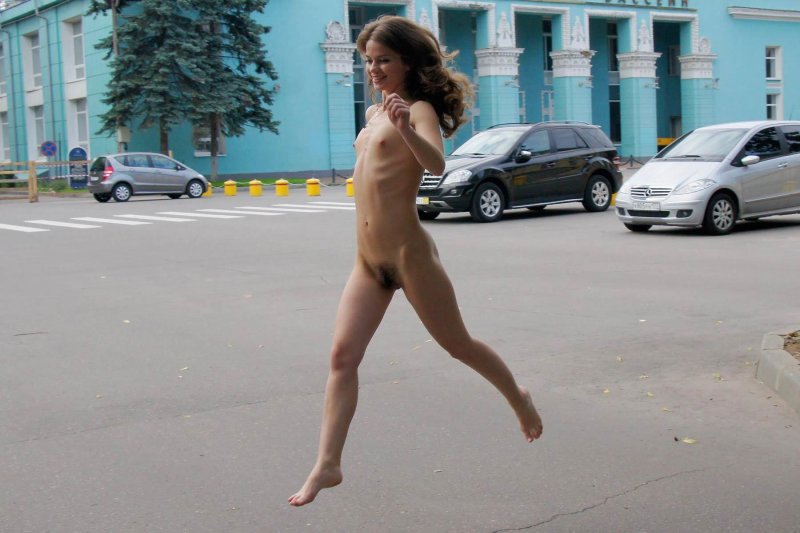 Naked girl on the street