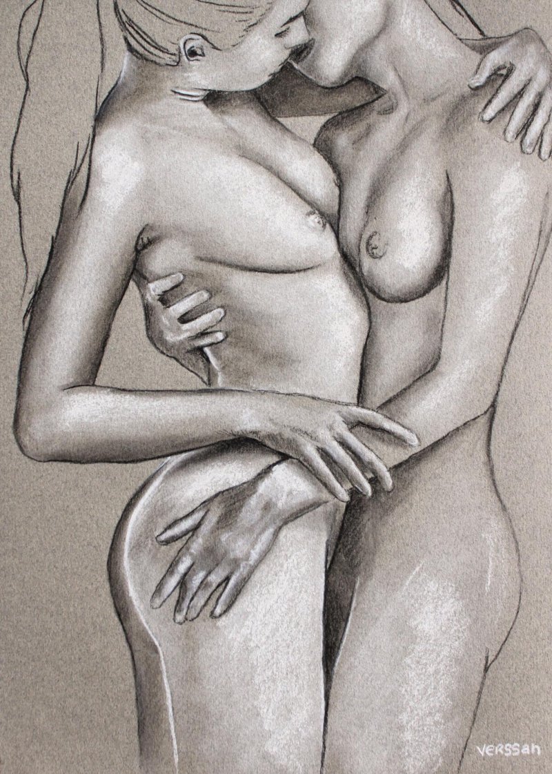 Erotic kiss drawing