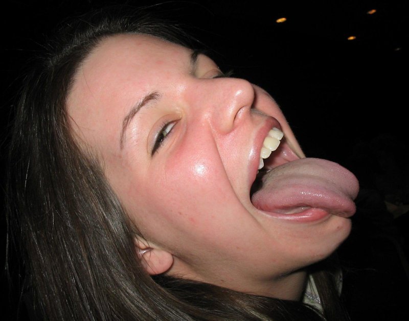 Beautiful girls with long tongues