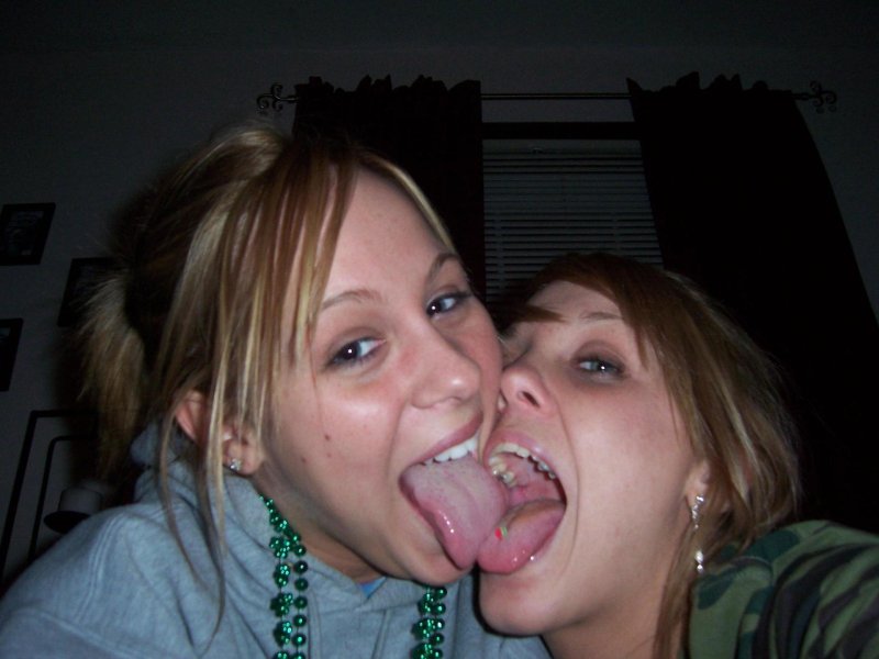 Girl with a long tongue