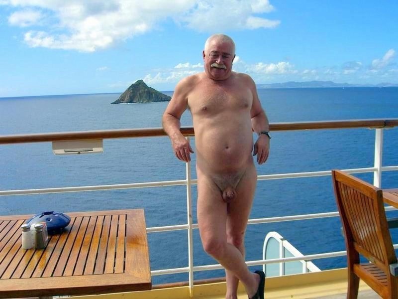 Naked fat men on the beach