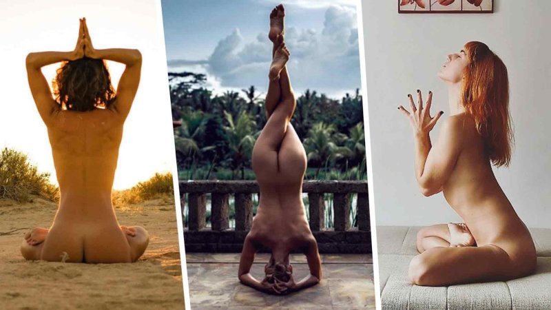 Naked girls are engaged in yoga