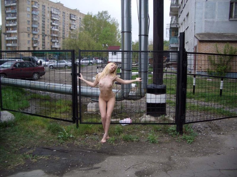 Photographed naked on the street