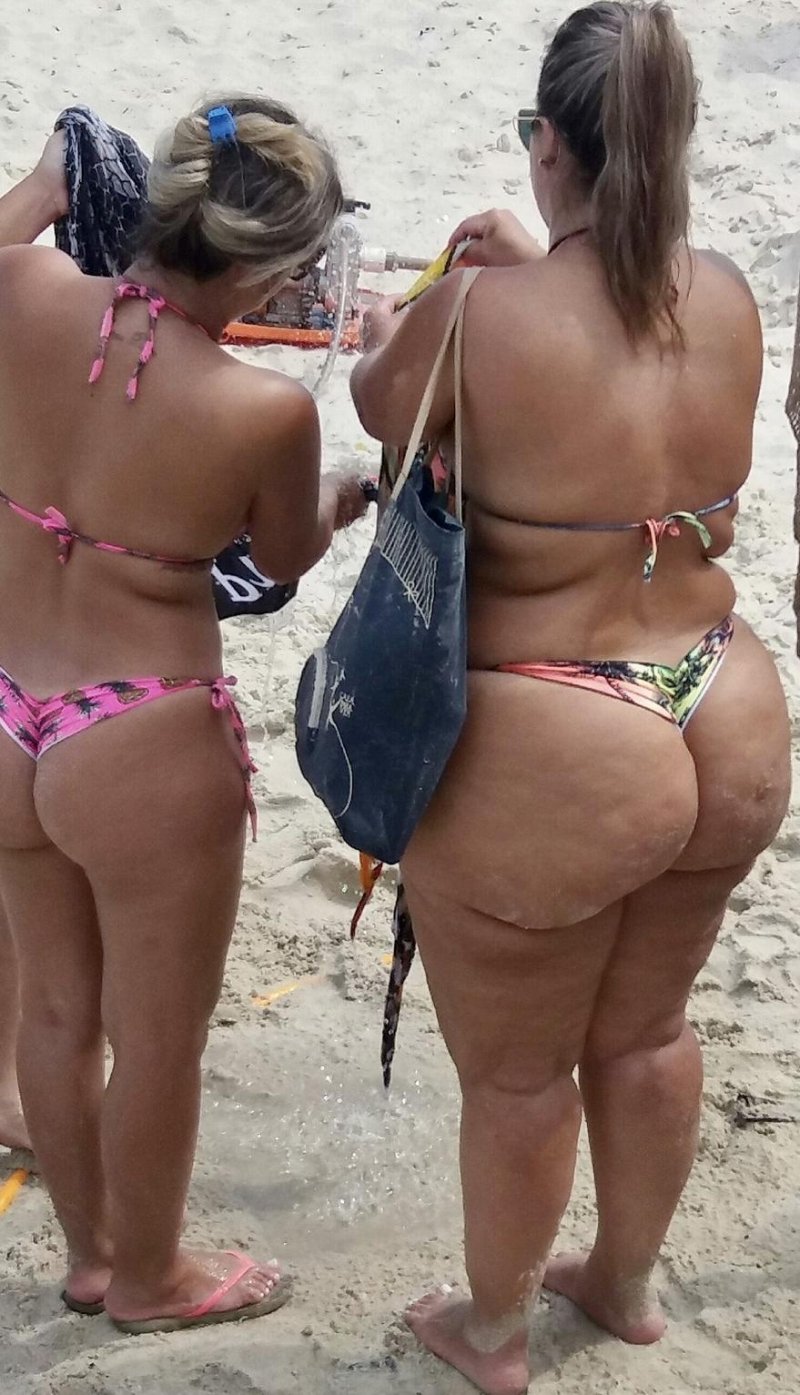 Bbw in thongs on the beach