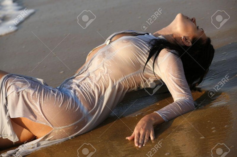 Girl in a wet dress