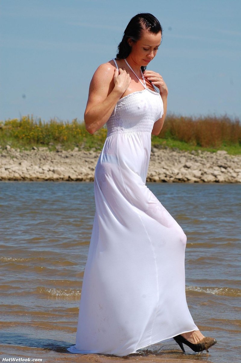 In a wet dress