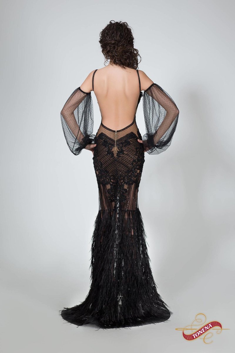 Evening dress with long sleeves