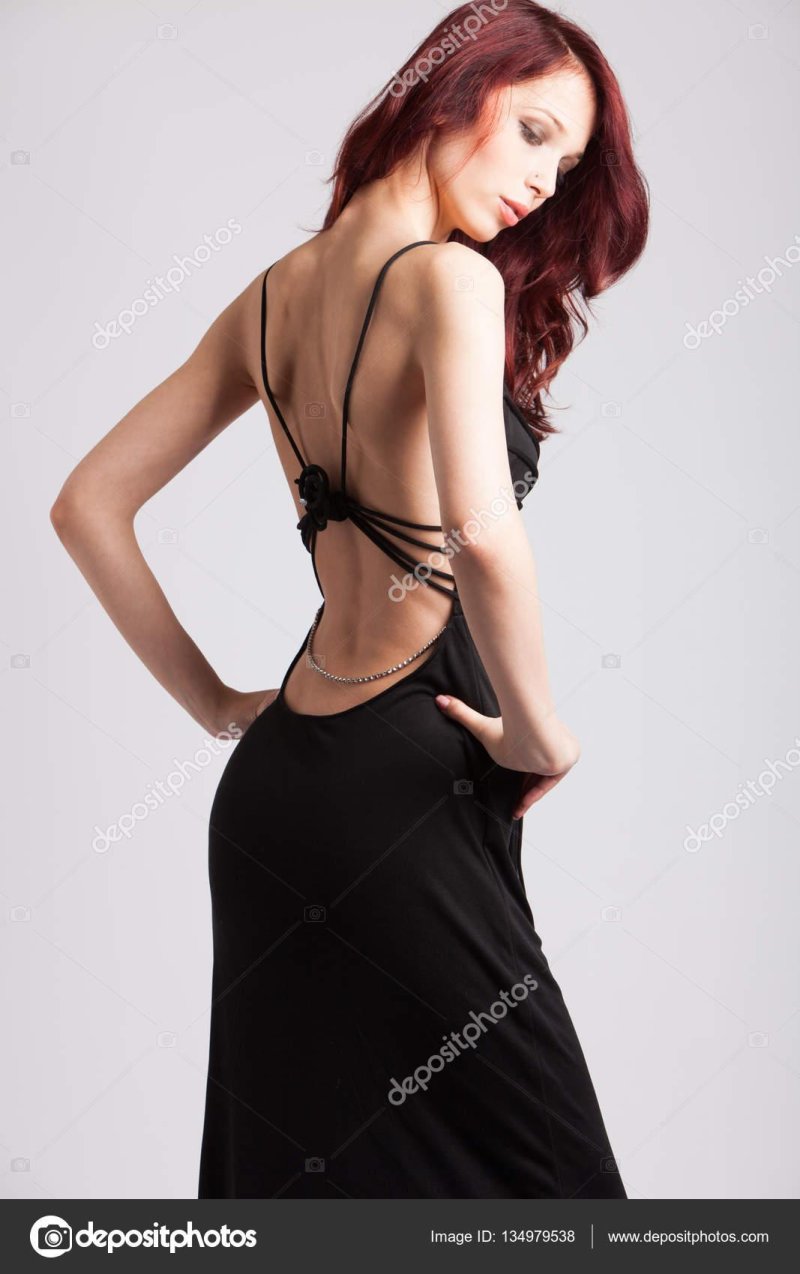 Woman in a black dress
